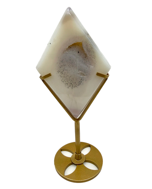 Druzy Agate Diamond on stand